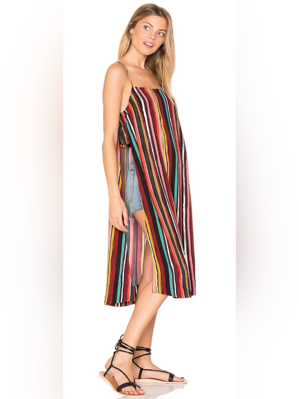 Free People Striped Multi-Color Sleeveless long shirt small